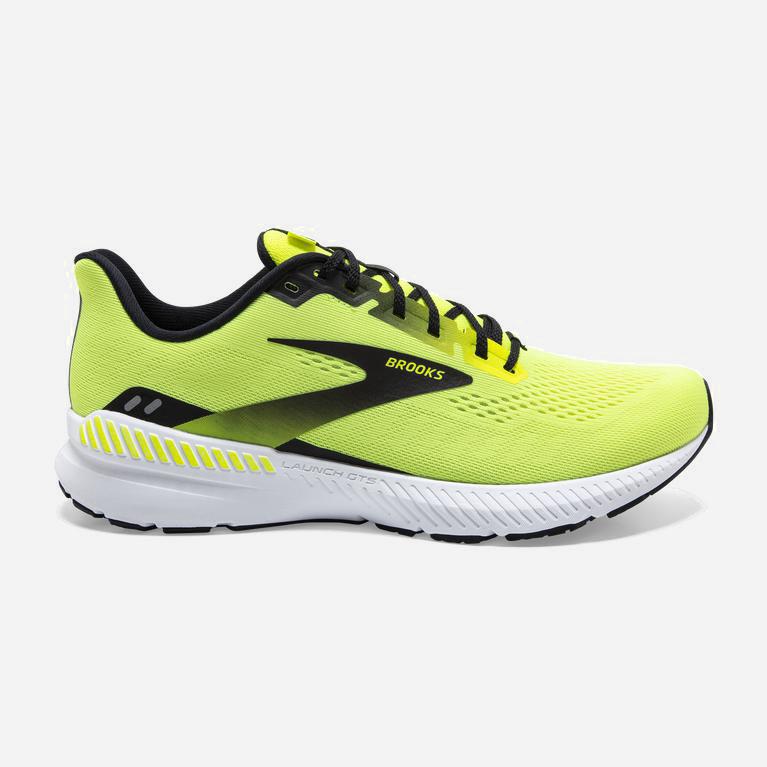 Brooks Launch Gts 8 Mens Energy Return Road Running Shoes - Nightlife/Black/White/GreenYellow - Phil